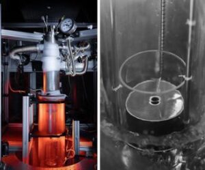A imagem apresenta a máquina onde eles criaram o 'tornado quântico' utilizando o superfluido de hélio.